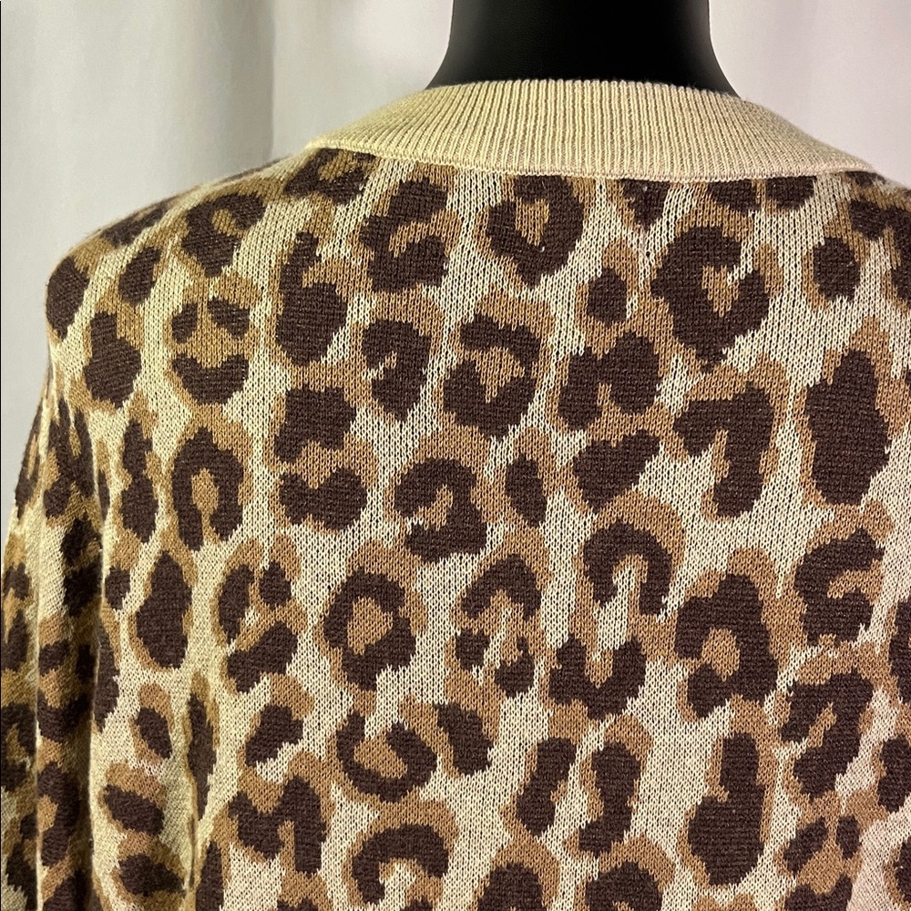 NWT A New Day Camel & Brown Leopard Print Crew Neck Sweater - Picture 13 of 16